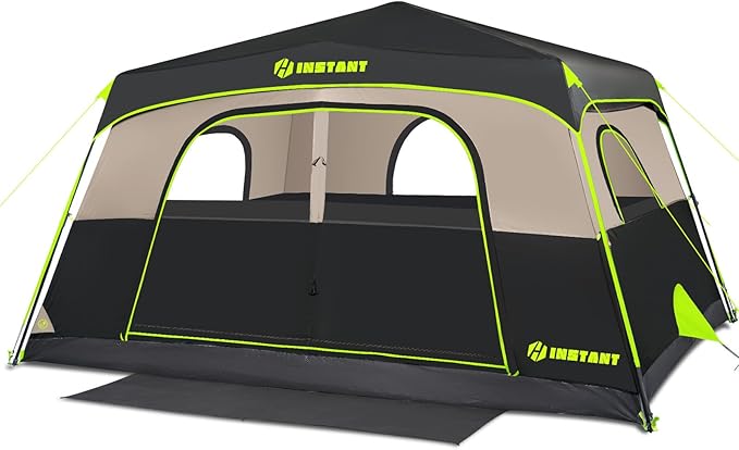 4/6/8 Person Instant Tent, Waterproof Pop Up Tents for Camping with Rainfly, 60 Seconds Easy Setup, Automatic Cabin Tent for Family Camping with Expandable Carry Bag & Upgraded Ventilation