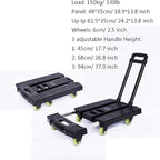 Foldable Utility Cart with 6 Wheels & Extendable Handle Compact 330 lb Capacity Trolley for Office & Home Travel Portable Hand Truck for Luggage Moving