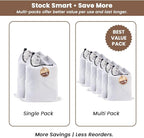 LFH Cotton Rich Shoe Storage Bags with Drawstring, Dustproof Breathable Reusable Organizer, Perfect For Travel, Dorm, Hotel, College, Gym, Easy to Carry, Machine Washable 12"x17" (Pack of 4) - White