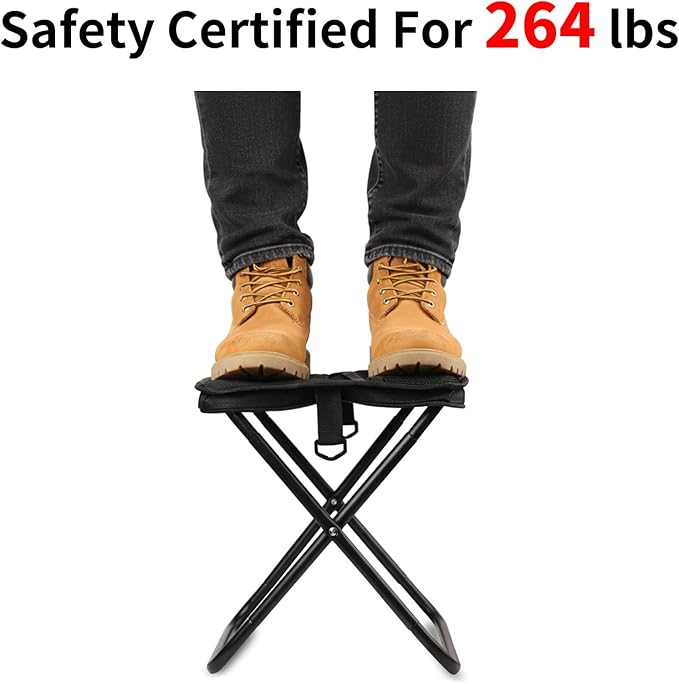 Camping Stool Collapsible Stool, Portable Folding Stool for Adults, Lightweight Foldable Stools for Outdoor Camping Hiking Fishing Travel Gardening Picnic Beach, Holds 264.5LBS(Black)