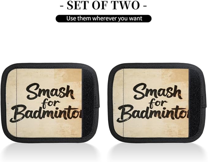 2 Pack Luggage Handle Wrap with Travel Tags - Non-Slip Protective Cover Soft Handle Grips Covers for Suitcase(Vintage Smash for Badminton)
