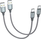 [2-Pack, 1ft] Short USB Type C Cable,Portable USB-C Charger Nylon Braided Fast Charging Cord Compatible iPhone 17/16 Pro Max Android Samsung Galaxy S20 S10 S9 S8 Plus S10E Note 20 10 9 8