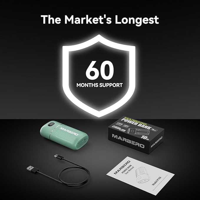 MARBERO 10000mAh Cell Phone Battery Bank 18W USB C in & Out High-Speed Charging Battery Pack Phone Charger Portable Compatible with iPhone iPad Sumsung Galaxy Google and More (Green)