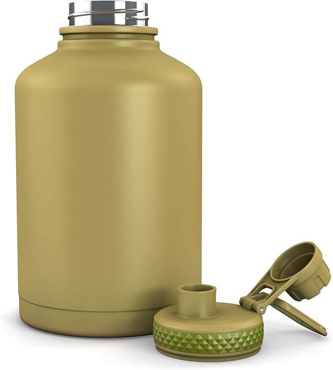 Combat Canteen - 64oz Insulated Water Bottle with Paracord Handle, Stainless Steel Water Jug with Rugged Pockets for Keys, Wallet & Phone - Woodland Camo