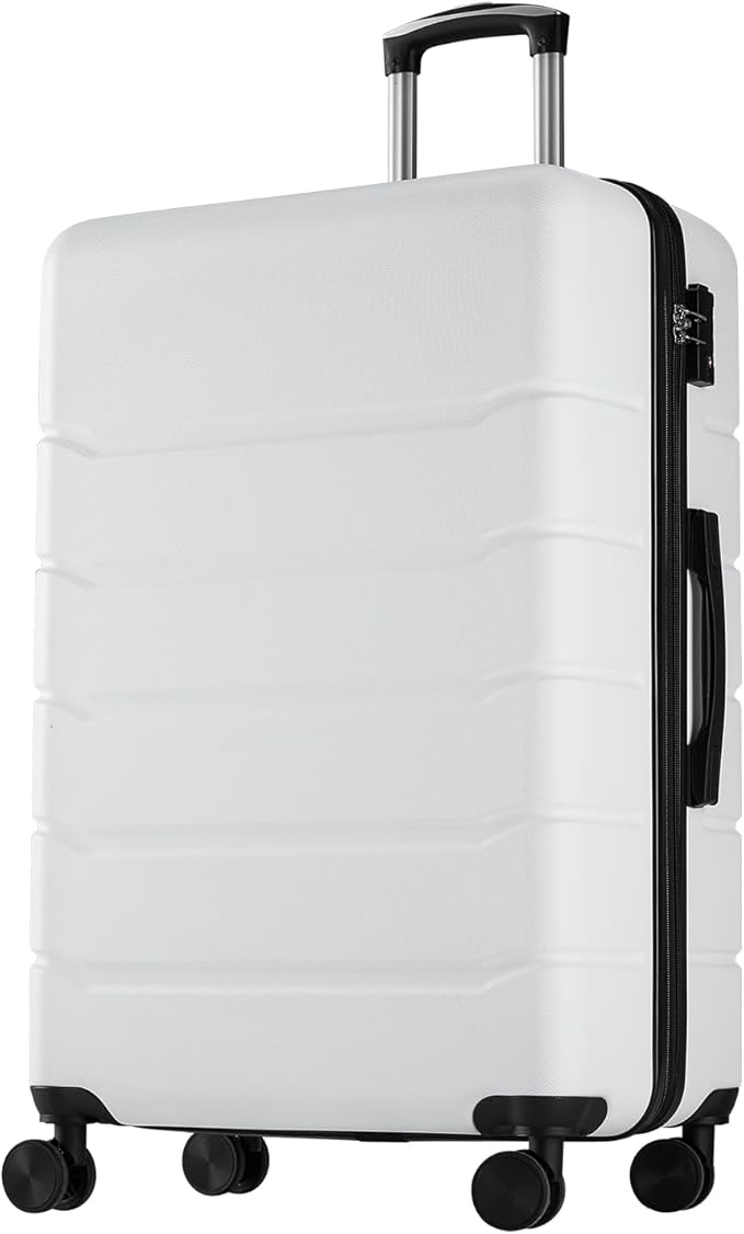 Sweetcrispy Carry on Luggage, Hard Shell ABS Suitcase with Double Spinner Wheels, Lightweight Expandable Rolling Suit Case with TSA Lock, 24 Inch Cream White