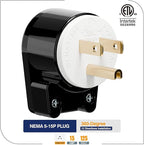 ETL Listed 90 Degree USA Canada Male Plug Nema 5-15P 3 Pole Angle DIY, 15A 125V USA 3Pin Right Angle AC Plug, Nema 5-15P Angled Rewireable