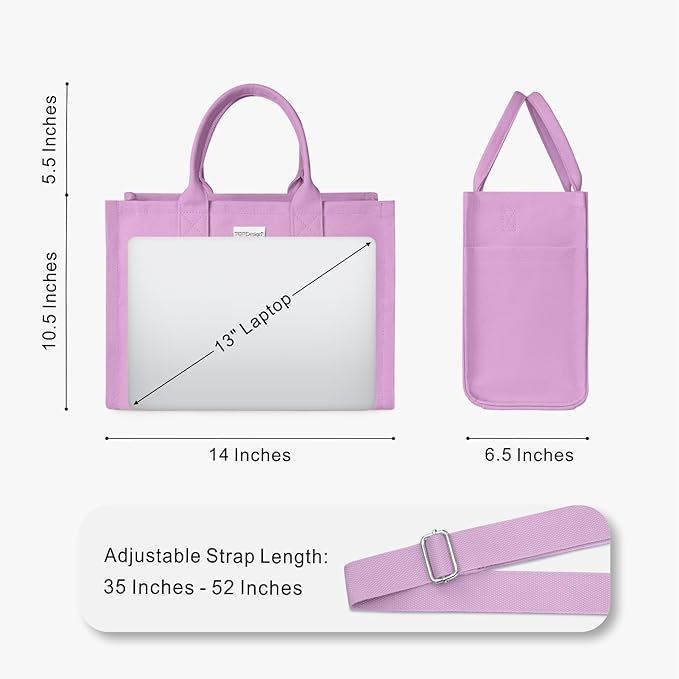 TOPDesign Heavy-Duty Canvas Tote Bag for Women, Adjustable Crossbody/Shoulder Handbag with 9 Pockets, Everything Tote