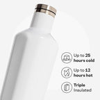 Corkcicle Classic Canteen Insulated Water Bottle - Stainless Steel Reusable Tumbler - Triple Insulated - Keeps Drinks Cold 25 Hours or Hot 12 Hours - Cupholder Friendly - Gloss White - 16 oz