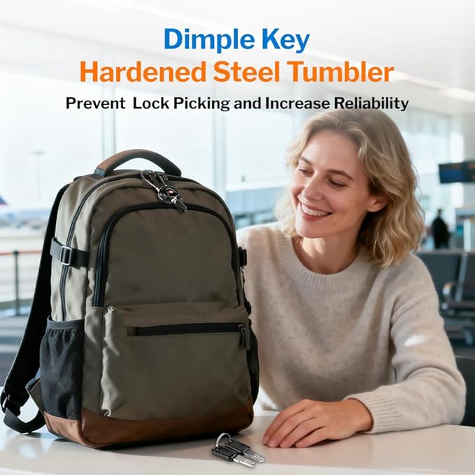 FORGE TSA Approved Luggage Locks Keyed Alike, TSA006 Dimple Key Cable Locks for Luggage, All Metal Zinc Alloy Travel Padlock for Luggage, Suitcase, Backpack, Gym Bags & Toolbox, Black 4 Cable Locks