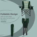 Colegence Heavy Duty Camping Chair for Adults Set of 2, Oversized Heavy People Foldable Padding Outside Camp Chairs, with Cooler Bag Cup Holder, Side Pocket for Lawn,Sport,Outdoor,Dark Green