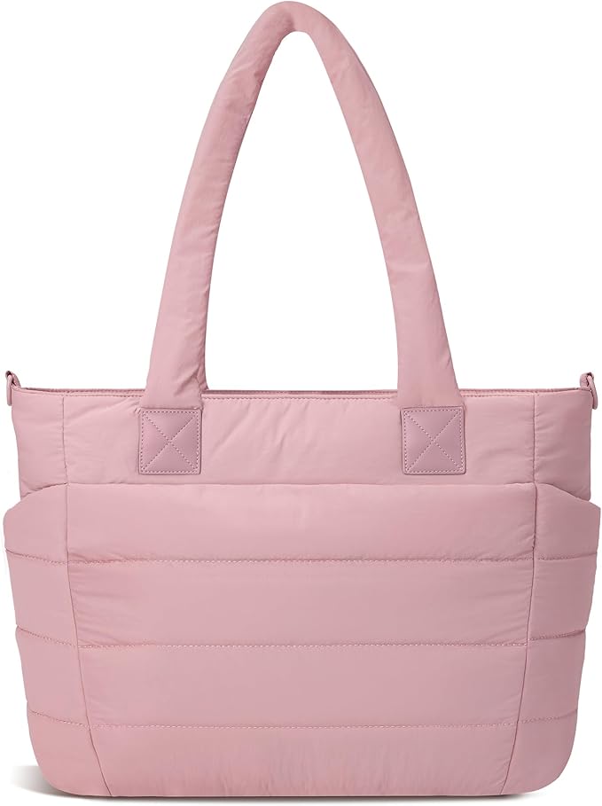 Tote Bag for Women Puffer Work Tote Handbag Large Quilted Nurse Bag with Zipper for Travel