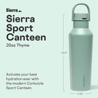 Corkcicle Classic Sport Canteen Insulated Water Bottle - Keeps Beverages Cold 25 Hours - Triple Insulated - Summer Drinkware Gift - Keeps Drinks Ice Cold - Leak-Proof Cap - 20 oz - Thyme