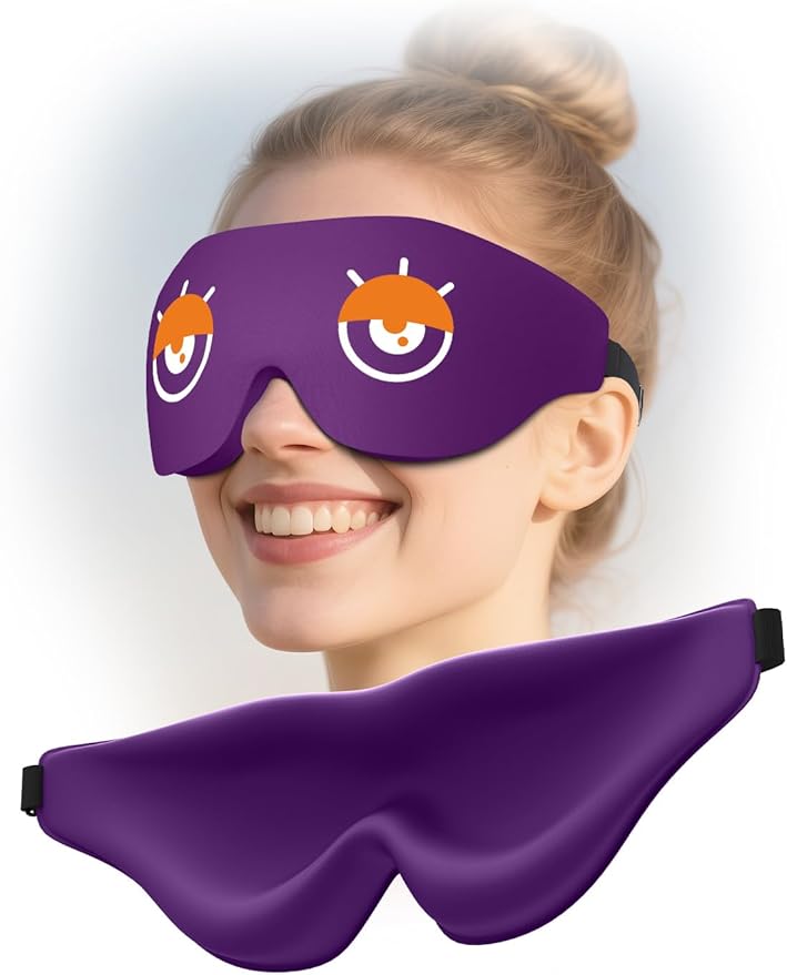EVA BELLE Sleep Mask Women Men, Comfy Blackout Eye Mask for Deep Sleep, 3D Memory Foam Sleeping Mask, Silk Sleep Eye Cover, Cute Funny Eyeshade Covers, Adjustable Elastic Strap & Soft Breathable