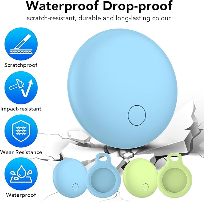 Air Tracker Tags 4-Pack, Item Finders Work for Apple Find My APP(iOS Only) Tracker Tags for Keys, Luggage, Backpack etc,Replaceable Battery Last 1 Year, Loud Beep, IP68 Waterproof with Holder