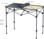 Camping Table Foldable, 2 Adjustable Height 34.2”, Large Roll Up Camping Table Support 264lbs with Storage Basket and Bag, Aluminum Outdoor Table, for Picnic Travel BBQ, 39.4” x 19.7”, Black