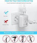 VINTAR Universal Travel Adapter Kit, International Power Adapter with 3 USB Ports (2 USB C, 3.4A) and 2 AC, Type A,C,D,E/F,G,H,I,L,M Detachable Attachments, Adapter for India/Africa/EU/UK//AU/JP/US