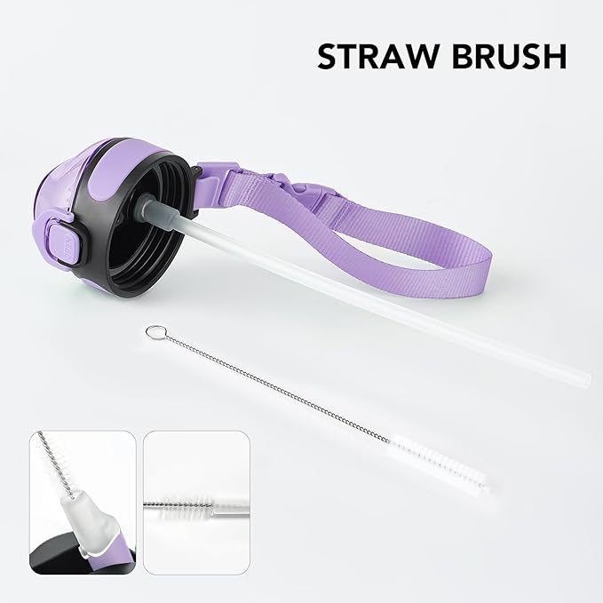 Enerbone 32 oz Insulated Water Bottle, Stainless Steel Bottle with Carrying Strap, Double-Wall Vacuum Insulation Design, Leakproof Sports Bottle with Straw, Keep Drinks Cold or Hot for Hours