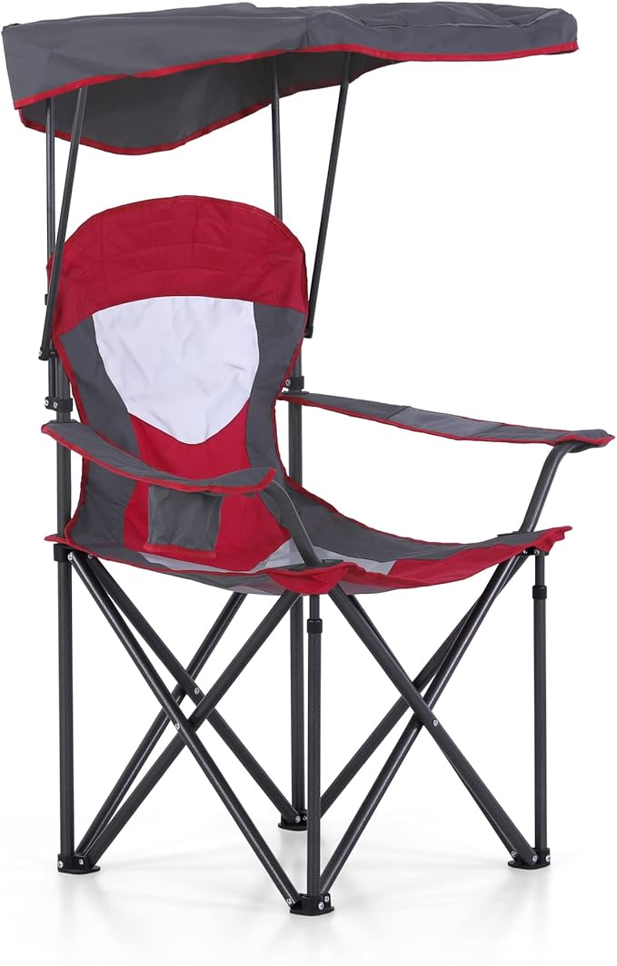 LET'S CAMP Camp Chair with Shade Canopy Folding Camping Chair with Cup Holder and Carry Bag for Outdoor Camping Hiking Beach, Heavy Duty 350 LBS