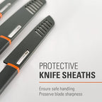 GSI Outdoors Santoku Knife Set, Compact 6-Piece Camping Chef Knife Kit with Cutting Board, Sheaths, Soap Bottle & Travel Case