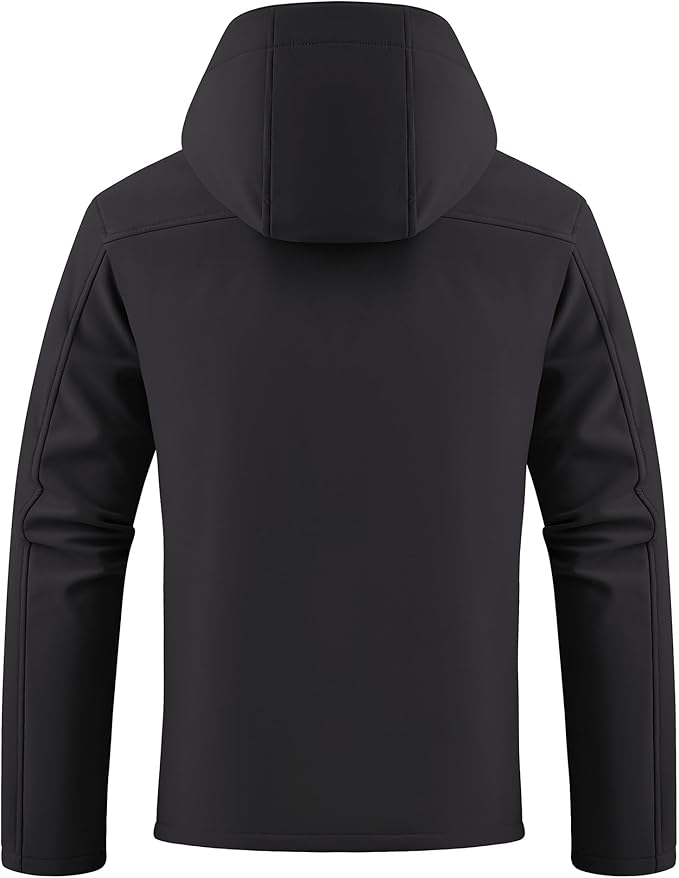 WULFUL Men's Softshell Jacket Waterproof Lightweight Insulated Windbreaker Fleece Lined Rain Shell Jacket for Hiking Travel