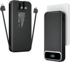 12000mAh Lightweight-Portable-Charger-Power-Bank with Built-in Cables and AC Wall Plug, PD20W USB-C Fast Charging Battery Pack, LED Display External Travel Phone Charger for All iPhone,Samsung,Android