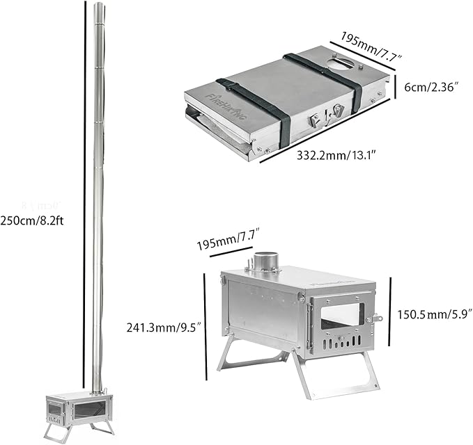 FIREHIKING Titanium Stove Portable Folding Tent Ta1 Stove Slide Mini for Camping Backpacking Hunting Cooking 3.4lb