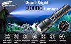 HAUSBELL A100 Upgraded LED Flashlights 20000 High Lumens, Zoomable Bright Flashlight with 5 Modes, Long Range 2000ft, Waterproof Powerful Tactical Flash Light for Emergency, Camping Gear, Hiking