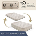 King Koil Luxury Air Mattress 16in Full Size Beige with Built-in Pump for Home, Camping & Guests-Inflatable Airbed Luxury Double High Adjustable Blow Up Mattress, Durable - Portable and Waterproof