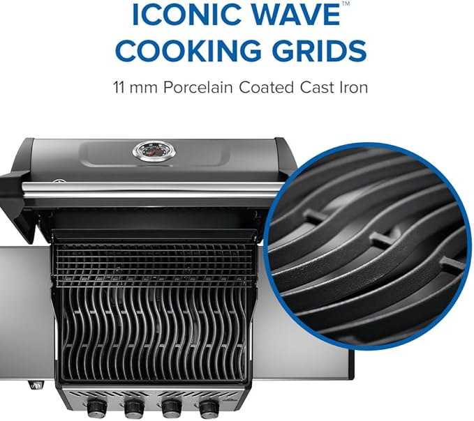 Napoleon Freestyle 425 Natural Gas Outdoor Grill, Graphite Grey – High-Performance 4-Burner BBQ with Stainless Steel Grates