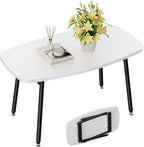 WOHOMO Foldable Coffee Table White Small Coffee Tables for Living Room Portable Simple Modern Rectangular Center Table for Small Spaces, No Assembly, 31.5 * 15.7 * 17.7IN, White