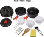 REDCAMP 6/10/11/12/14/15/19 PCS Camping Cookware Mess Kit Camping Gear Campfire Utensils Lightweight Stackable Pot Pan Bowls Soup Spoon with Storage Bag for Camping, Backpacking, Outdoor Cooking