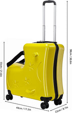 Kids Ride On Suitcase with Wheels, Scooter Luggage for Toddlers Travel, Durable Children's Suitcase for Boys & Girls Ages 2-15 Years Yellow