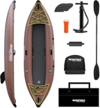 PVC Inflatable Kayak with Drop Stitch Floor, Recreational Touring Kayak with Kayak Paddle, Hand Pump and Carrying Bag, 1-2 Person