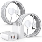 Fast Charger for Apple Watch,2 Pack USBC & A PD Wall Charger Adapter with 10FT Long USBA Magnetic Apple Watch Fast Charging Cable Portable Compatible with iWatch Series 10/9/8/7/SE/SE2/5/4/3/2/1/Ultra