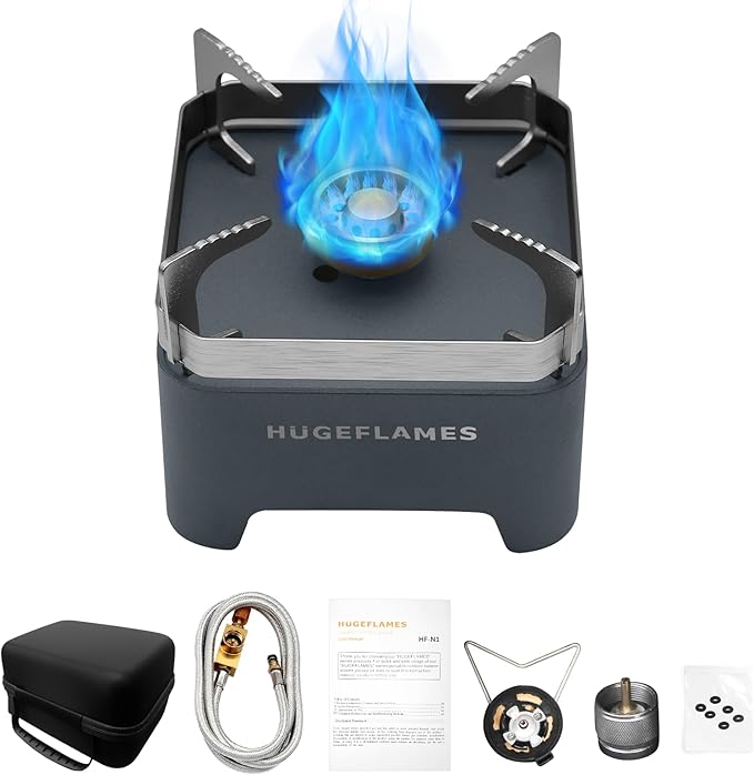 Single Burner Propane Stove, Wind-Guard Camping Stove, Automatic Ignition Propane Burner for Outdoor Cooking