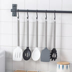 COOK WITH COLOR Silicone Cooking Utensils, Kitchen Utensil Set, Easy to Clean Silicone Kitchen Utensils, Cooking Utensils for Nonstick Cookware, Kitchen Gadgets Set, 5 Pieces, Black/White