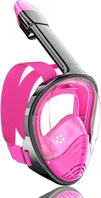 QingSong Full Face Snorkel Mask for Adults, Snorkeling Gear with Camera Mount, 180 Degree Panoramic View Snorkel Set Anti-Fog Anti-Leak