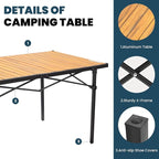 WILDROOTS Folding Camping Wood Grain Brown Table with Carry Bag, Lightweight Aluminum Table for Outdoor, Camping, Picnic, Cooking, Backyards, BBQ (XL)