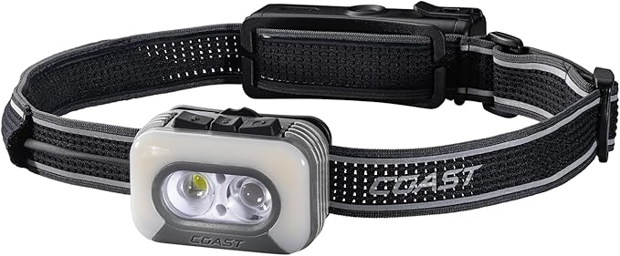 Coast RL35R Voice-Controlled 1100 Lumen Rechargeable LED Headlamp with ARC280™ Lighting, 4 Color Modes, Rear-Facing Safety Signal, Variable Light Control and USB-C Charge Port