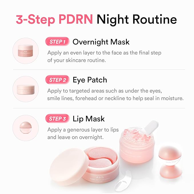Abib Pink Me Up PDRN 3 Step Glow Kit | Overnight Firming Jelly Mask, PDRN Retinal Eye patches, PDRN Lip Mask | Mothers Teen Korean Skincare Set for Glass Skin, Birthday Gifts for Women