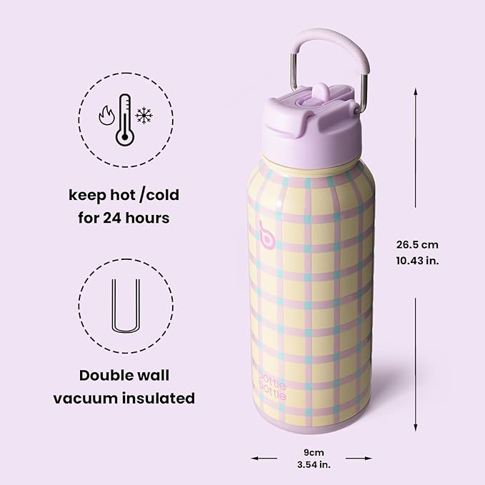 BOTTLE BOTTLE 32oz Insulated Water Bottle Stainless Steel Sport Water Bottle with Straw Dual-use Lid Design for Gym with Pill Box