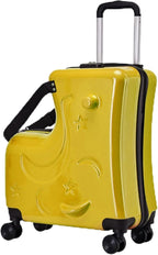 Kids Ride On Suitcase with Wheels, Scooter Luggage for Toddlers Travel, Durable Children's Suitcase for Boys & Girls Ages 2-15 Years Yellow