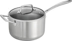 Tramontina Tri-Ply Clad Stainless Steel 4-Quart Sauce Pan with Glass Lid, Induction-Ready, Dishwasher-Safe, NSF-Certified, Made in Brazil