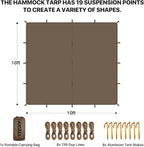 Waterproof Camping Tarp 10 x 10ft Survival Tent Backpacking Portable Tarp Multifunctional Anti-UV Shelter for Outdoor (Chestnut Brown)