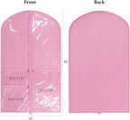 Univivi Dance Costume Bags Garment Bag 40 Inch Hanging Clothes for Dance Competitions, with 3 Medium Clear Zipper Pockets for Dance Costumes, Closet Storage (Pink, 2 Pack)