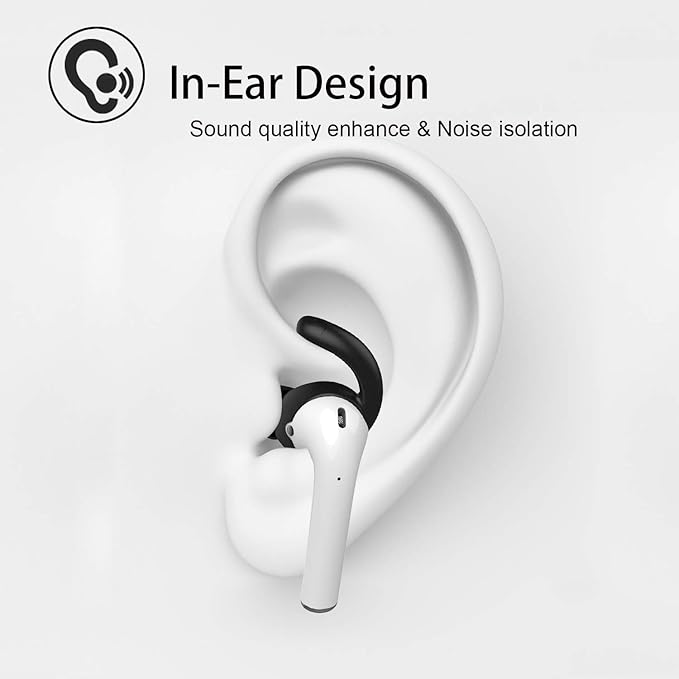 Anti-Slip Earhooks Soft Silicone Skin Compatible with Apple Airpods 2 & 1 Lightweight Sound Quality Enhancement for Headphones Outdoor Activities in-Ear EarHook 2 Pairs White