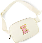 Gitus Personalized Gifts Birthday Gifts for Girls Fanny Pack Cross Body Bags with Initial Letter Preppy Stuff Gifts for Her Girlfriend Wife Sister Friends Mom (Ivory-E)