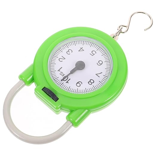 Tofficu Portable Travel Spring Luggage Scale with Hook, High Precision Small Manual Suitcase Weight Scale for Handheld Use, Fluorescent Green Compact Hanging Weighing Tool for Travel