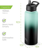 SipX™ Triple-Insulated Stainless Steel Water Bottle 40oz. With 3 Lids, BPA-Free Reusable Insulated Water Bottle Keeps Cold 24 Hours, Metal Water Bottle Made Of Sustainable Material For Hiking & Biking