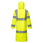 UH447 Waterproof Reversible Raincoat Hi Vis Reflective Long Safety Rain Jacket Yellow/Black, Large